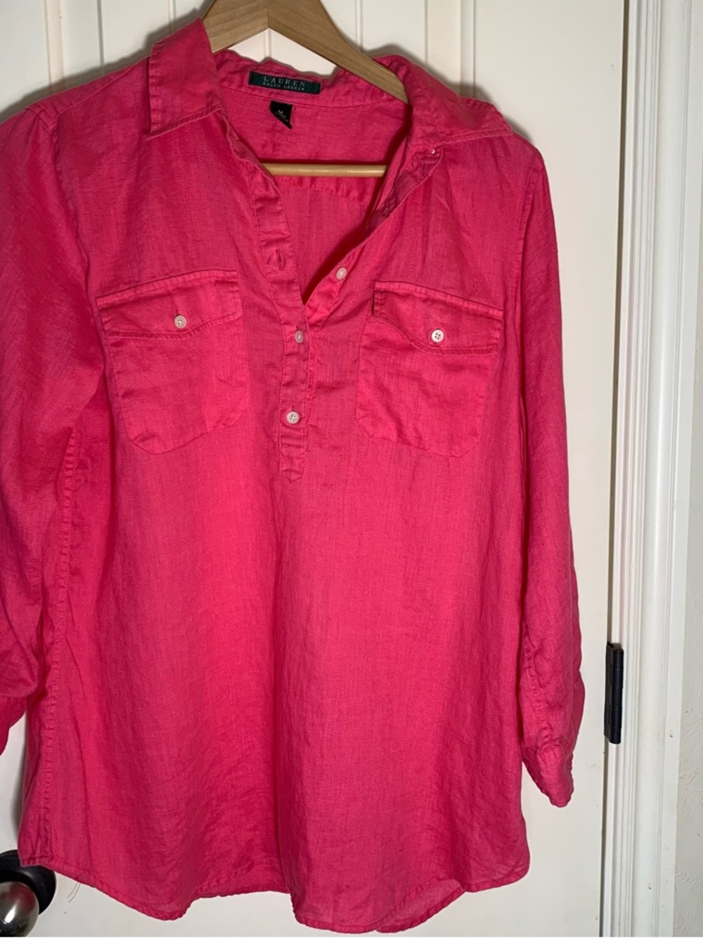 Lauren Ralph Lauren Bright Pink Linen Tunic Size Medium